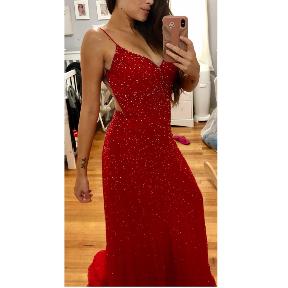 Red sequin gown